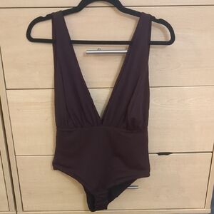 WYLDR Deep V-Neck Plum Bodysuit